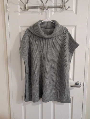 Calvin Klein Knit Chic Cowl - Turtleneck Poncho Gray One Size