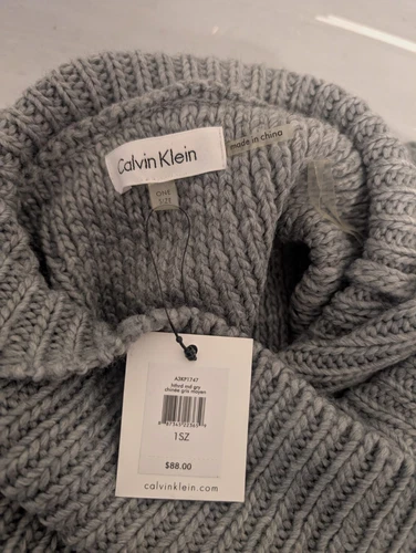 Calvin Klein Knit Chic Cowl - Turtleneck Poncho Gray One Size - photo 3