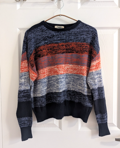 Aritzia TNA Blue Orange Striper Crewneck Sweater XXS