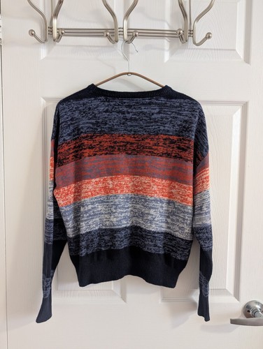 Aritzia TNA Blue Orange Striper Crewneck Sweater XXS - photo 2