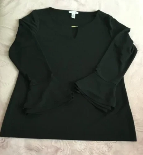 Calvin Klein Black Sleeve Blouse Sz M - photo 3