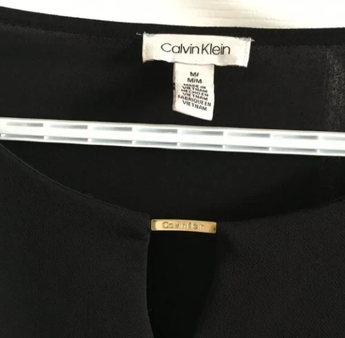 Calvin Klein Black Sleeve Blouse Sz M - photo 5