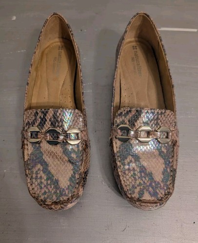 Naturalizer Gala Snake Loafers Gold Chain Size 8M