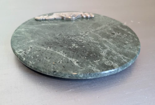 Green Marble Cheese Board, mouse sleeping on cheese 8" - photo 2