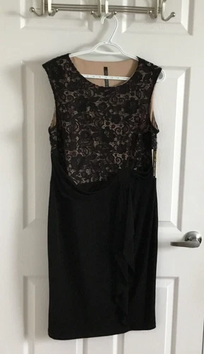 NWT LORI M BLACK Lace Cocktail DRESS SLEEVELESS NWT SIZE L