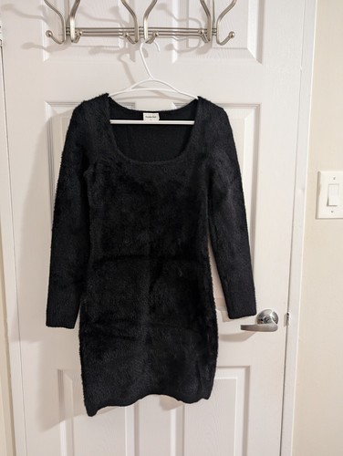 Aritzia Dress Sunday Best Fuzzy Black Size M