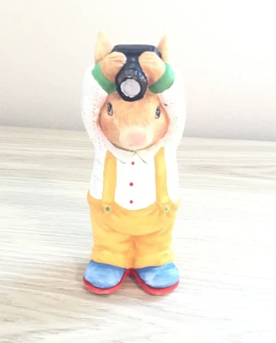 Vintage Bunny Figurine Holding Camera