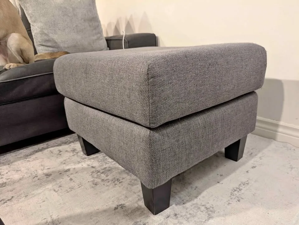 Grey Ottoman: 25L 22W 18H (in)