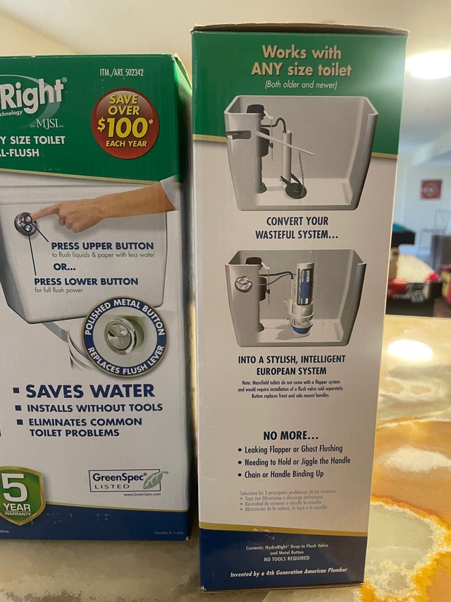 Dual flush kit by hydroright- New - photo 2