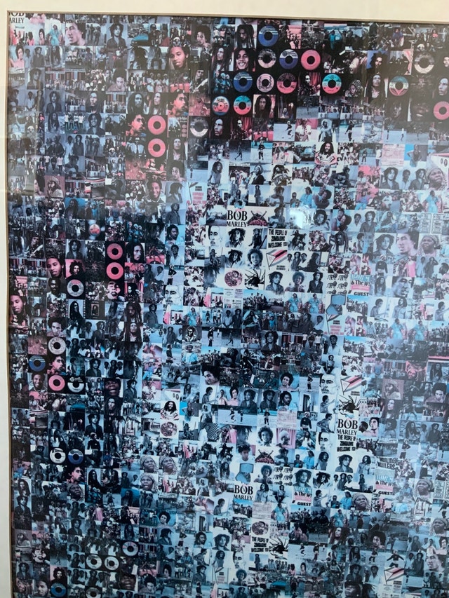Bob Marley collage mosaic print rare - framed 30” x 40” - photo 2