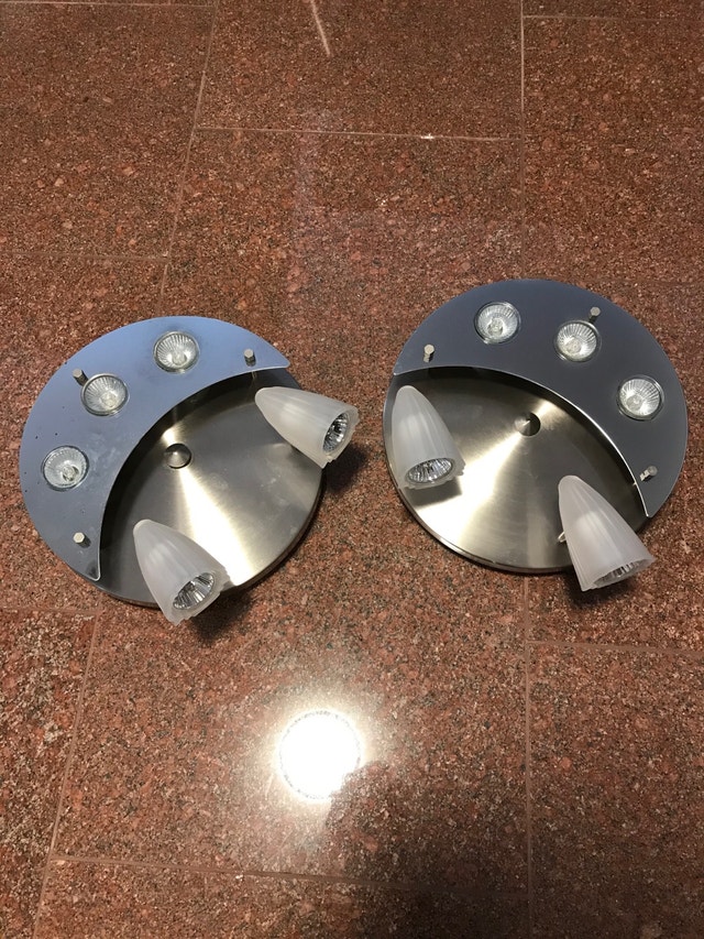 Ceiling light fixtures - brushed nickel & chrome. - two