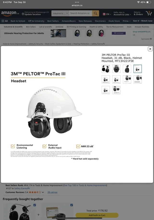 3M Peltor Protac III headset hearing protection hard hat design image indicator(6)