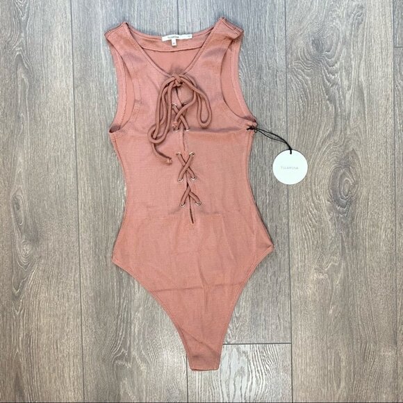 Revolve Tularosa Nile Bodysuit Lace Up Tie Front Blush Pink XS - photo 2