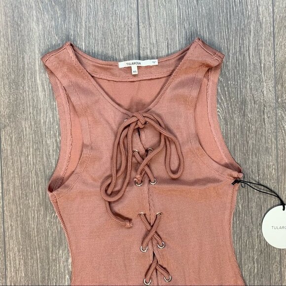 Revolve Tularosa Nile Bodysuit Lace Up Tie Front Blush Pink XS - photo 4
