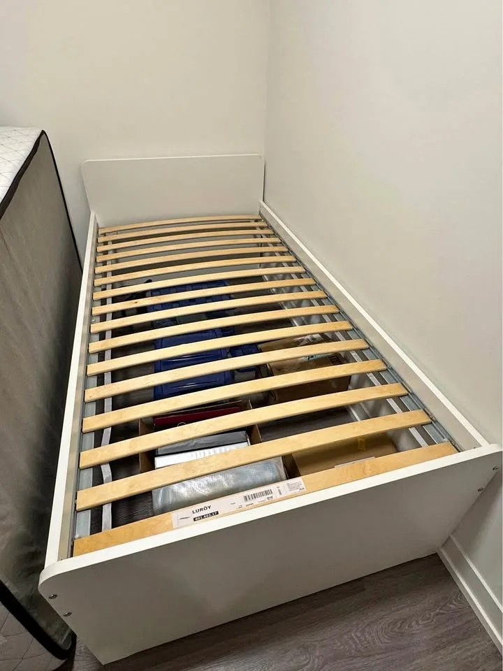 IKEA SLÄKT Bed frame with slatted bed base (White/ Twin)