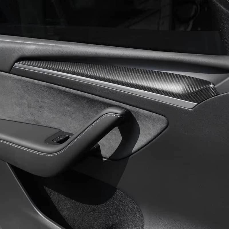 Tesla Model 3/Y Real Carbon Fiber Dashboard Door trim cover stic - photo 2