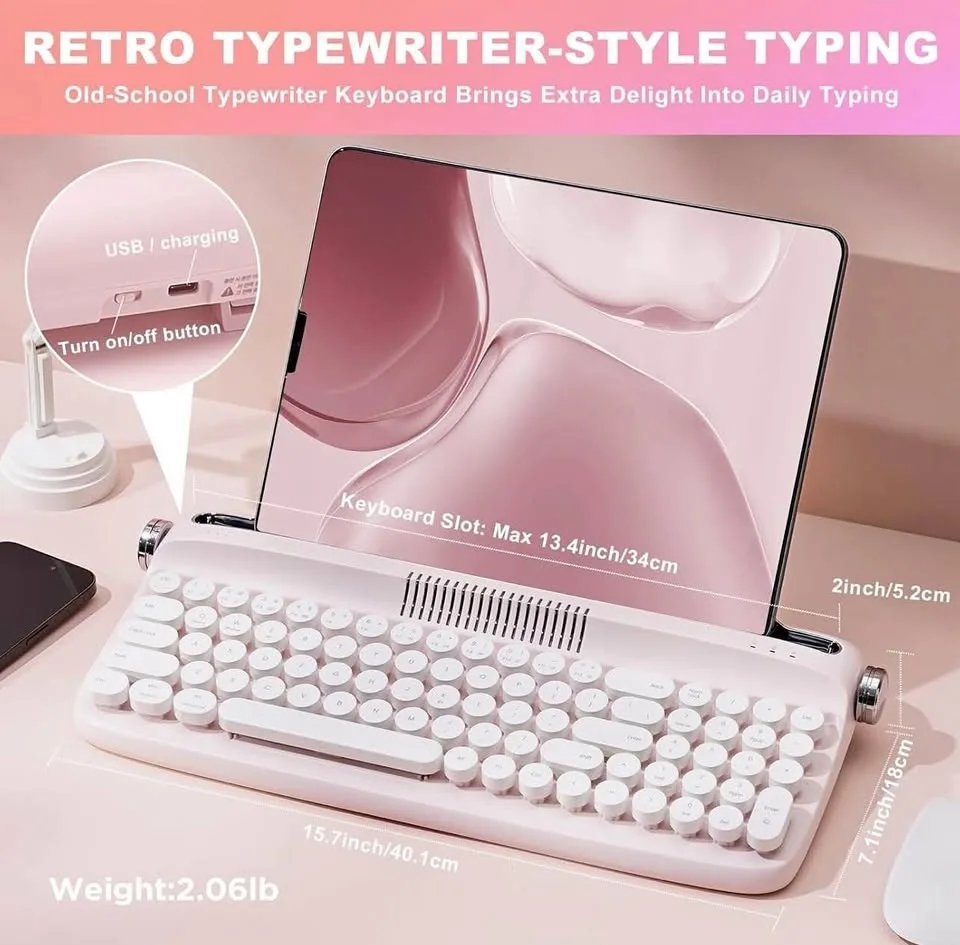 YUNZII Wireless Typewriter Retro Keyboard