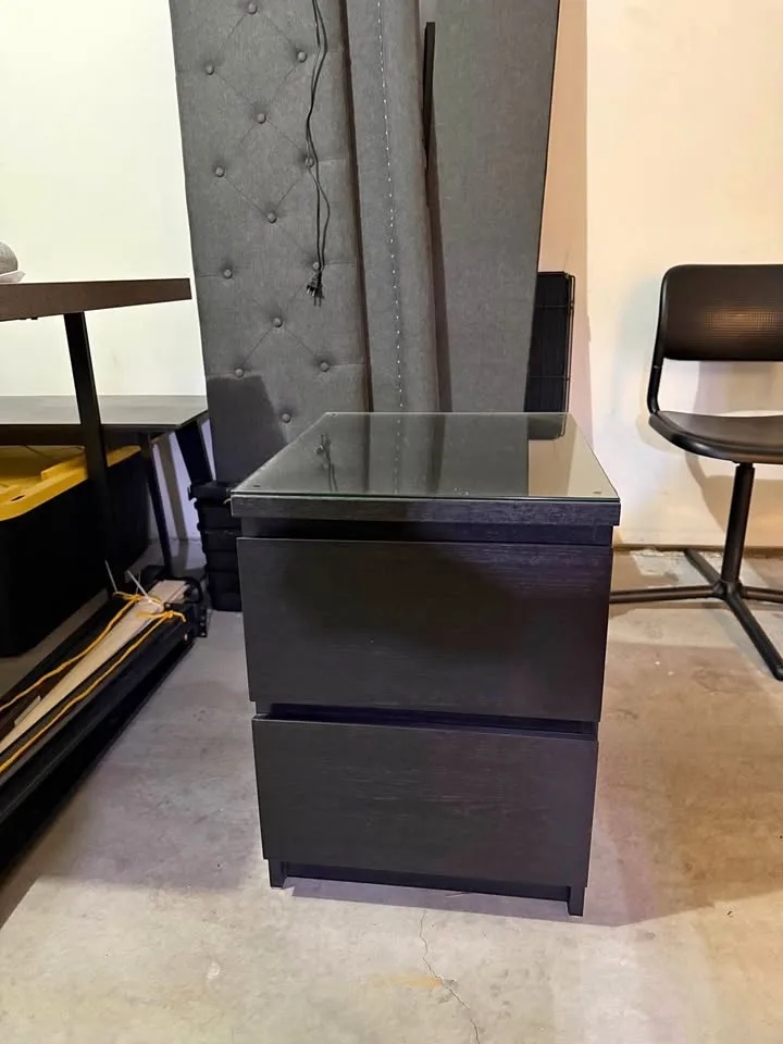 IKEA 2-chest Drawer Nightstand with Glass Top