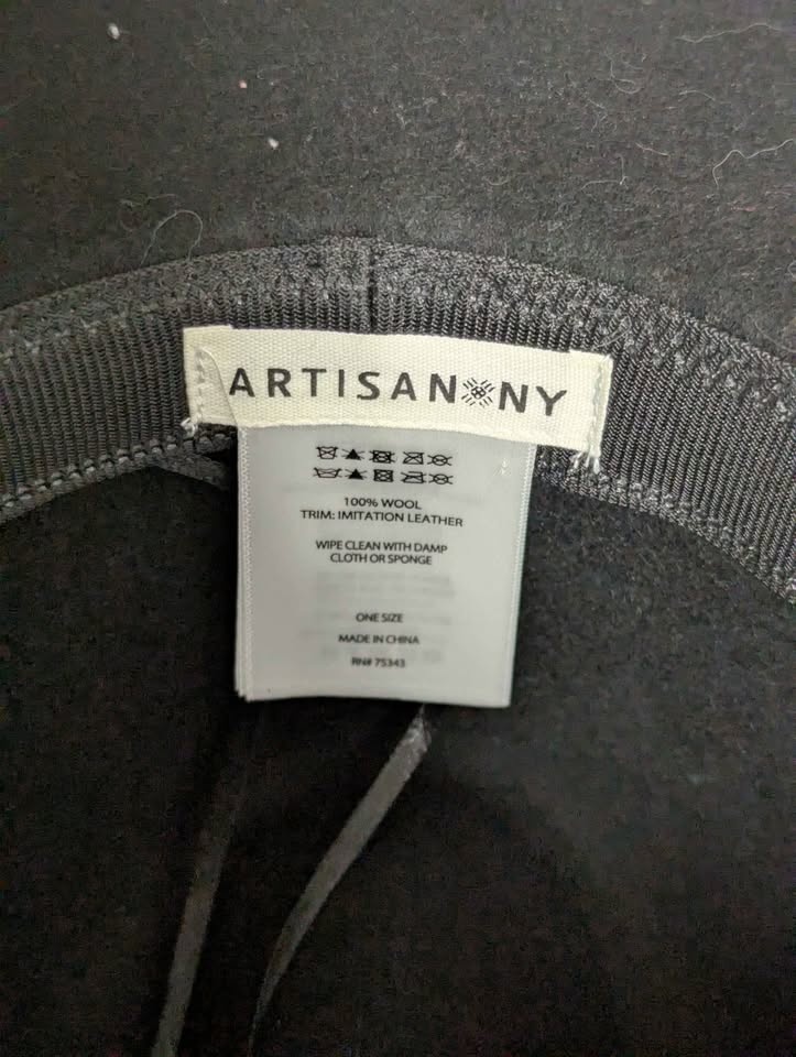 Artisan NY Black Wool Fedora Hat - Wide Brim, O-Ring Detail - photo 2