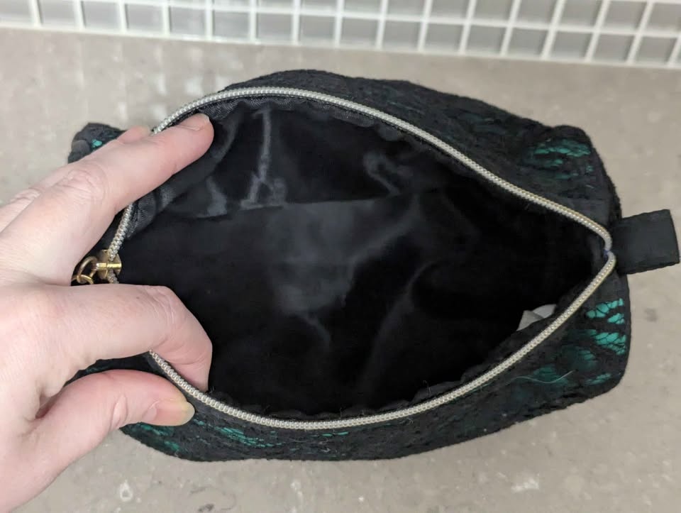 Stylish Teal & Black Lace Cosmetic Bag / Pouch - photo 2