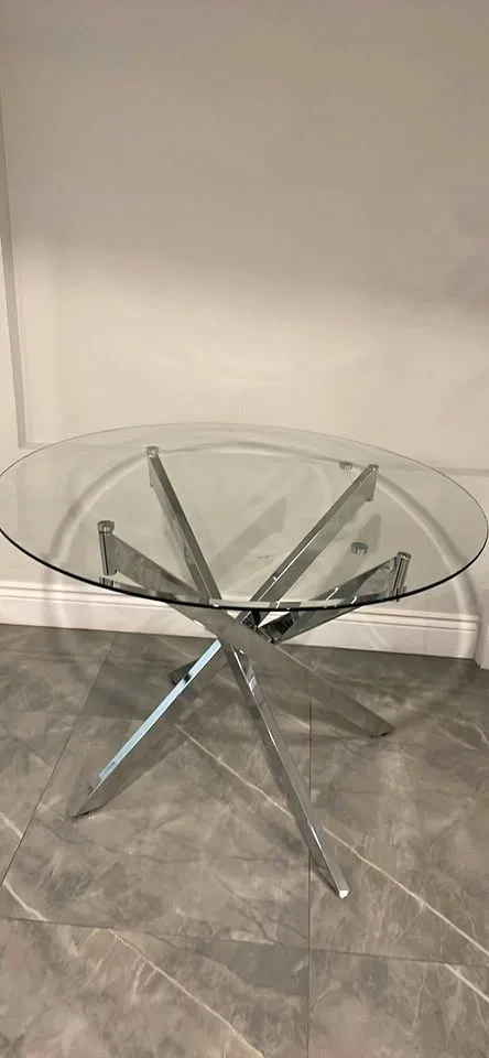Glass table with Metal legs