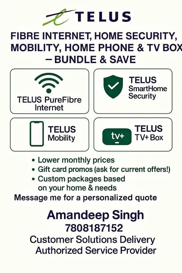 TELUS Fibre Internet, Home Security, Mobility Deals!