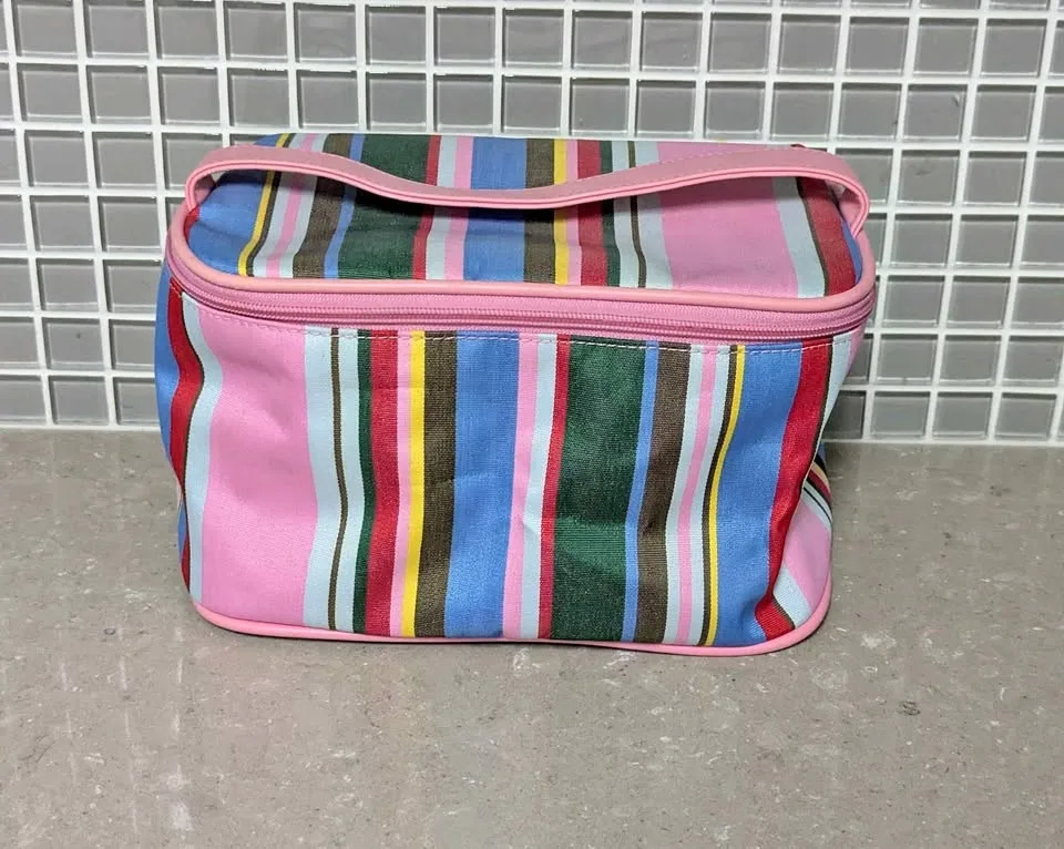 Striped Makeup Bag / Train Case
