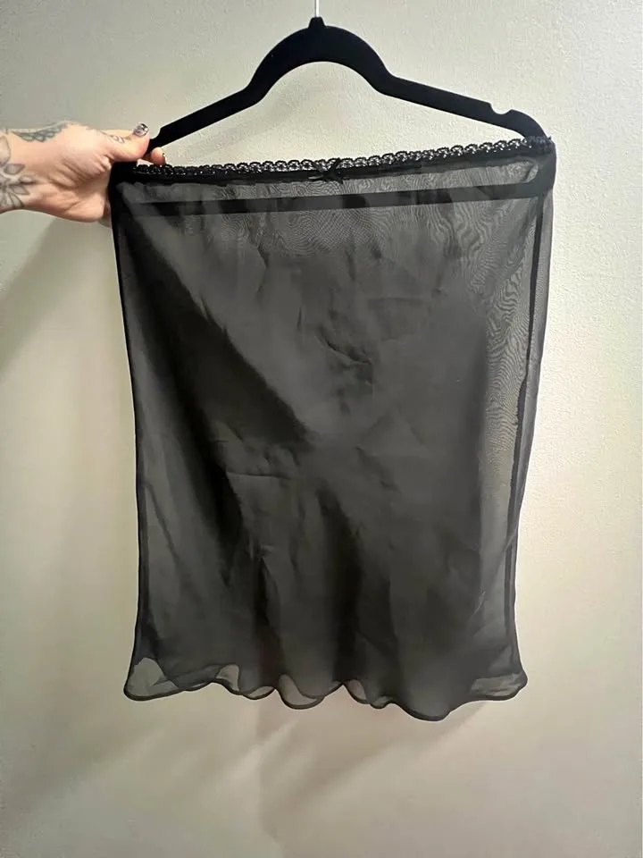 Vintage urban outfitters lace mesh midi skirt slip lingerie