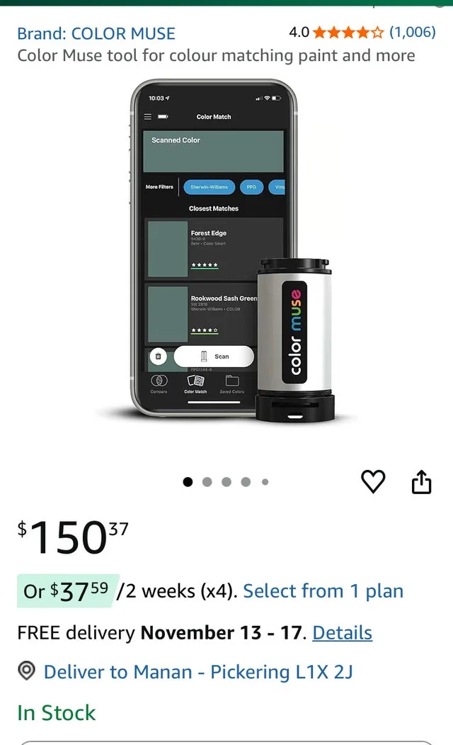 Color Muse tool for color matching paint and Reading