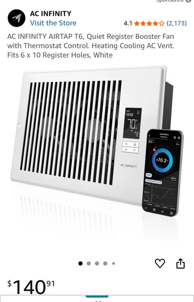 Quiet Register Booster Fan with Thermostat Control. fan vent