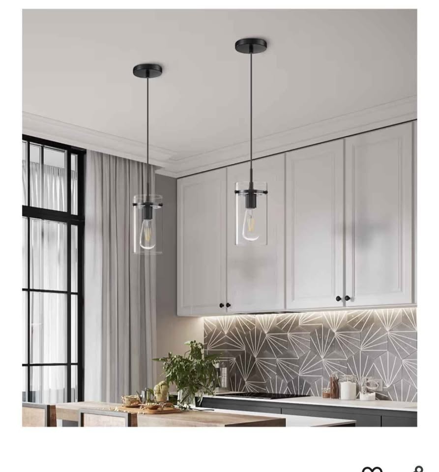 3 Pack Kitchen Island Pendant Light, Black - photo 3