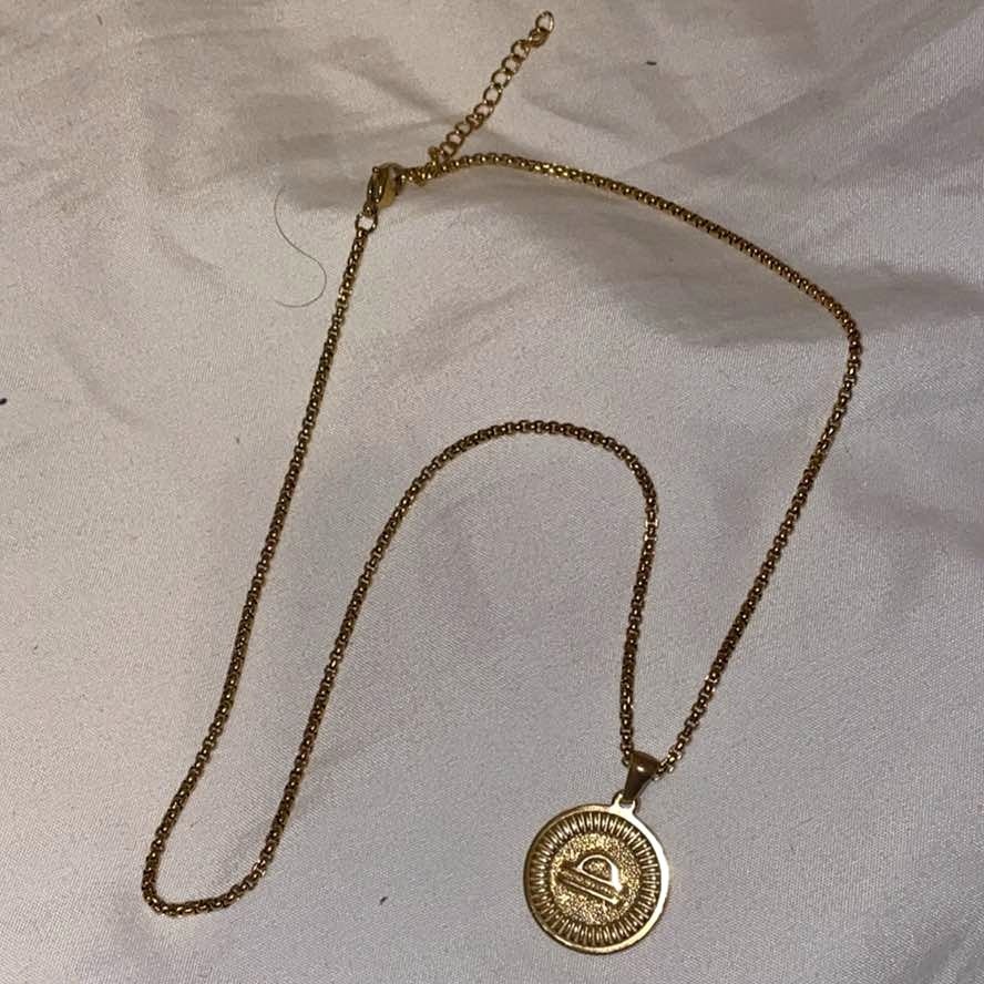 Stainless Steel Gold Plated Chain With Libra Pendant