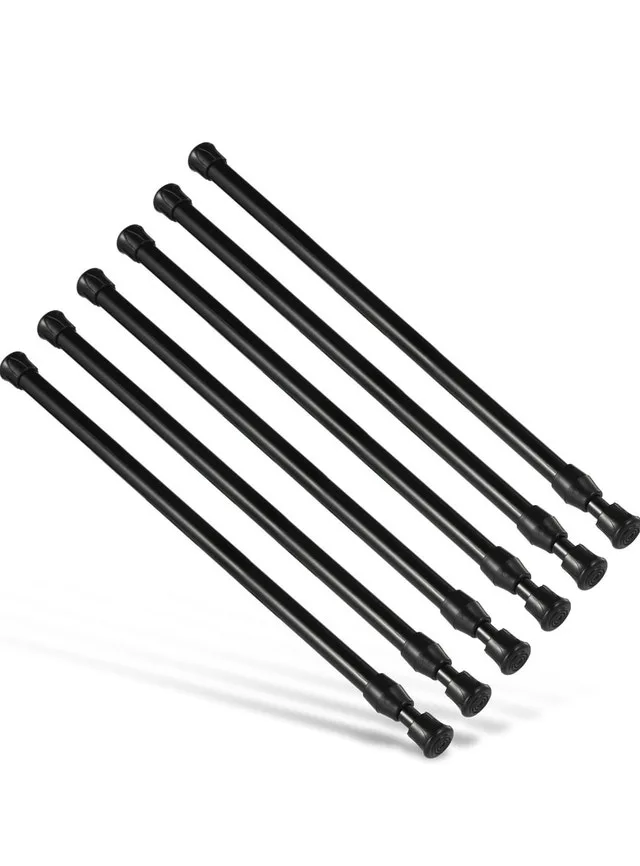 8 Black Tension Rods - 2 slightly larger and ticker