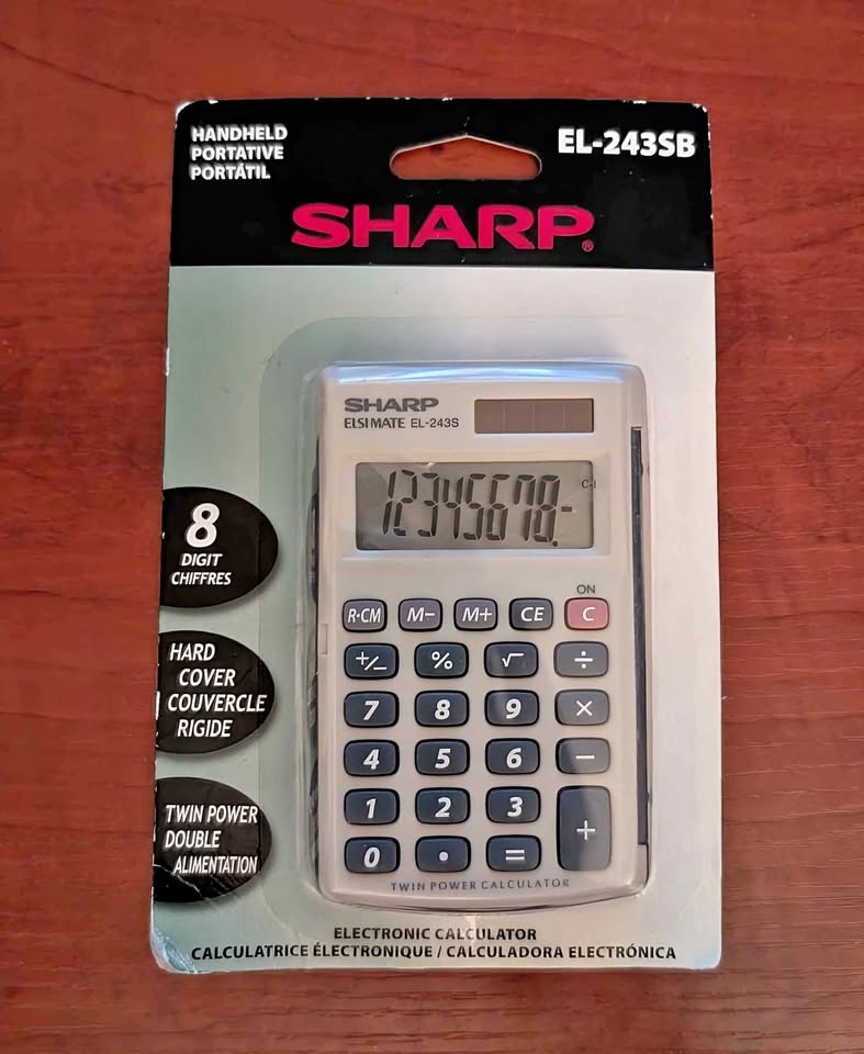 Sharp Solar Pocket Calculator 8-Digit LCD EL243SB