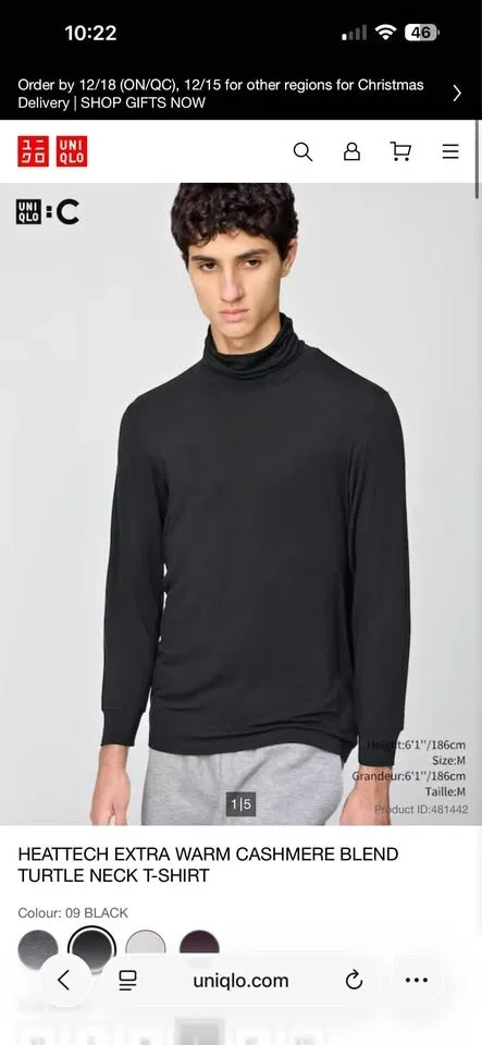 Black turtleneck size large men’s