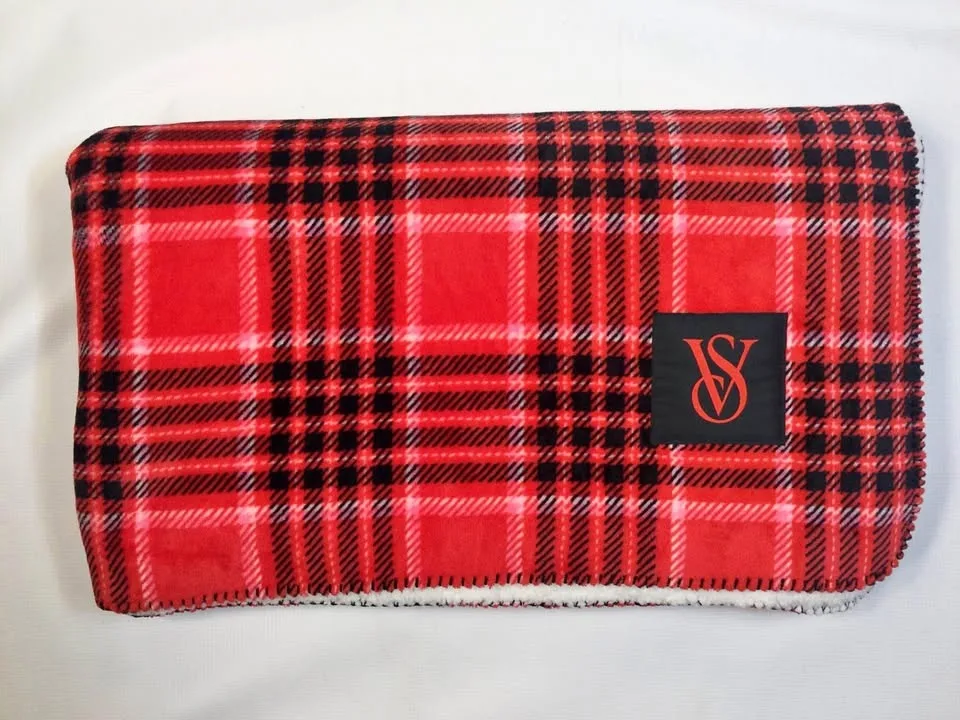 NEW Victoria's Secret Blanket Red Plaid 50" x 60"
