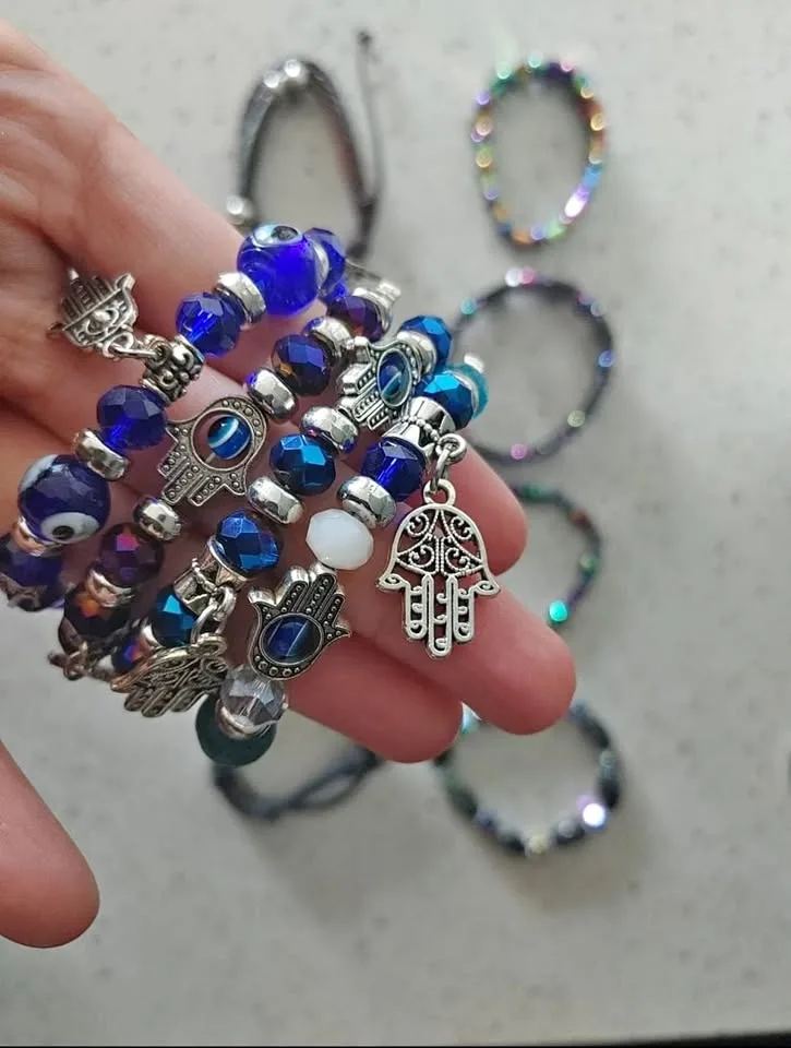Bracelets - Evil Eye Protection, Lucky Charm, Rainbow Hematite B