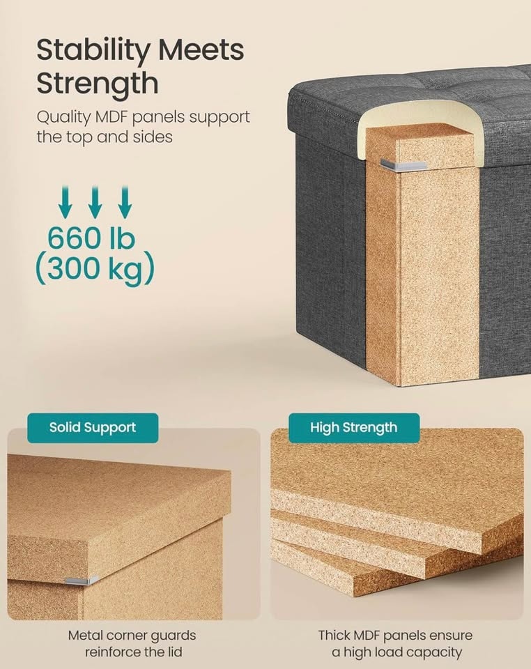 SONGMICS Folding Storage Ottoman Bench - NEW - photo 3