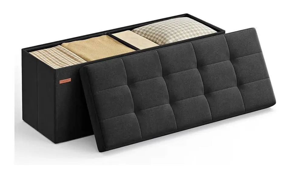 ✨ NEW — SONGMICS Folding Storage Ottoman Bench | Ink Black ✨