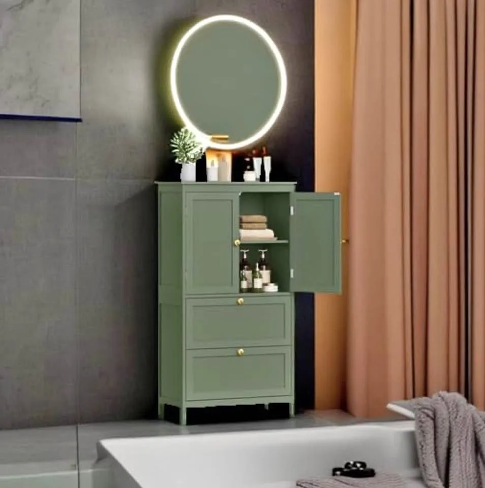 ✨ VASAGLE Bathroom Floor Storage Cabinet – Forest Green