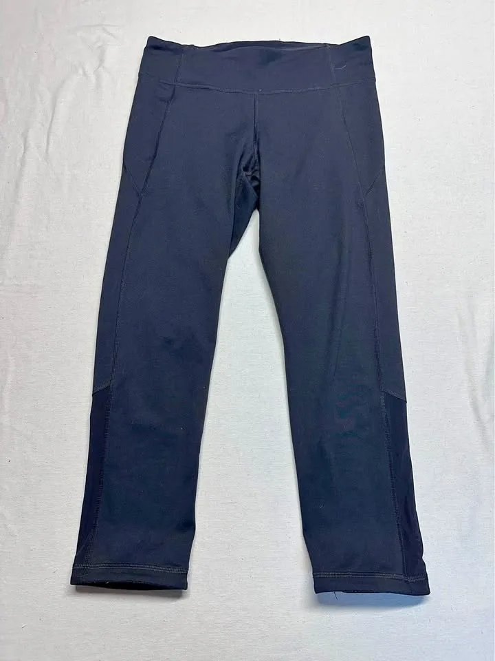 Under Armour Crop Legging Media Pocket Mesh Womens Small Black