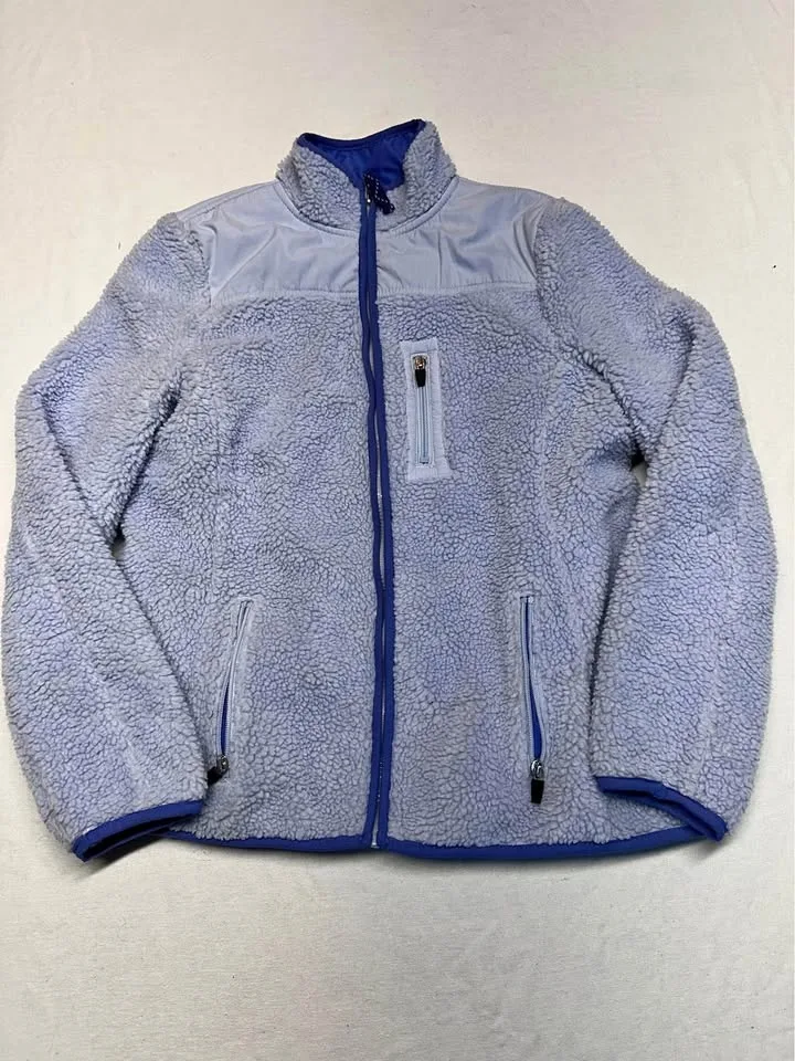 Old Navy Zip Up Lined Sweater Blue Womens Small Sherpa