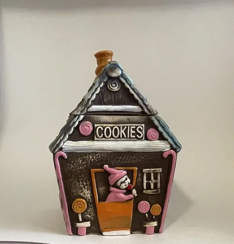 Gingerbread House ELF Mogi Nagoya Cookie Jar Made in Japan