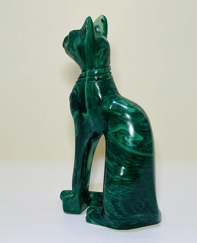 Egyptian Goddess Green Cat Figurine - photo 3