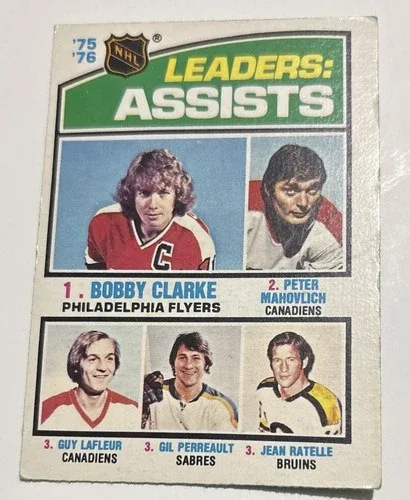 LEADERS: ASSISTS Bobby Clarke/Peter Mahovlich/Guy Lafleur/ 1975-