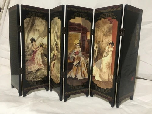 Chinese Miniature Table Top 6 Panel Folding Screen - photo 2