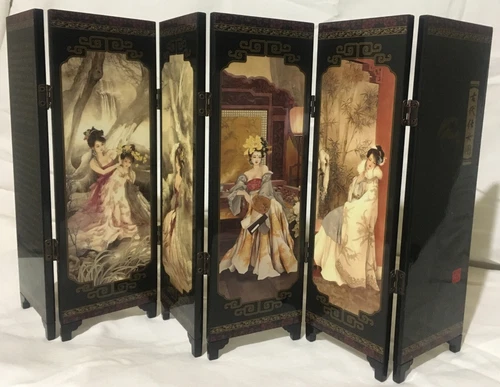 Chinese Miniature Table Top 6 Panel Folding Screen - photo 3