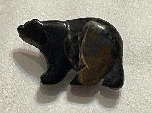 Southwestern Carved Stone Fetish Bear Brooch Pin - photo 2