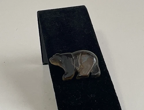 Southwestern Carved Stone Fetish Bear Brooch Pin - photo 3