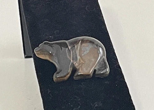 Southwestern Carved Stone Fetish Bear Brooch Pin - photo 5